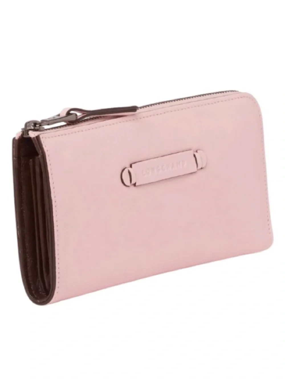 🆕- Longchamp Leather 3/4 Zip Continental Wallet- Light Pink